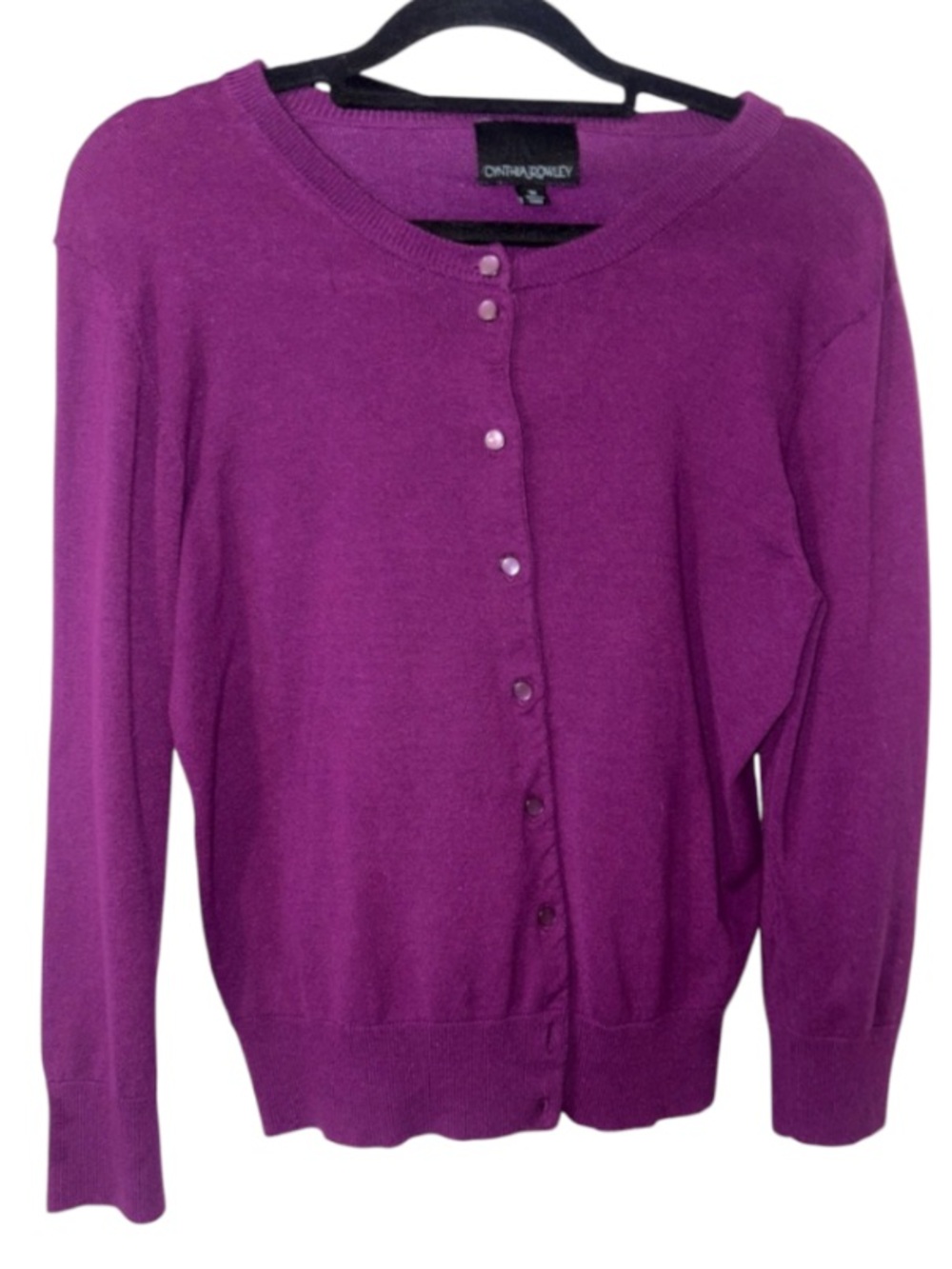 Cynthia Rowley Purple Button Front Sweater Cardigan